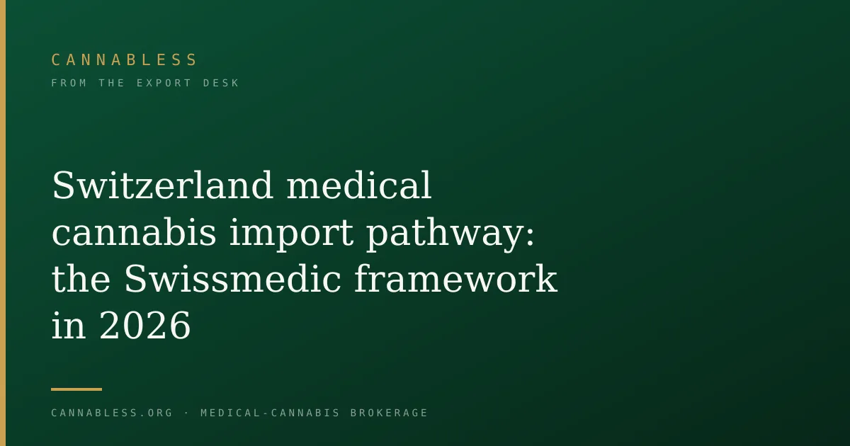 Switzerland medical cannabis import pathway: the Swissmedic framework in 2026